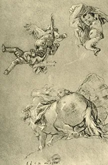Tiepoli Prints: Hovering Cupids and one of the Horae with a sun steed, 1752-1753, (1928). Artist