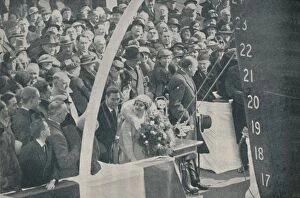 Queen Elizabeth The Queen Mother Gallery: HRH Duchess of York with Duke of York, launching Strathmore on April 4, 1935, (1936) Artist