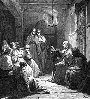 Hrotsvit as the canoness of the Gandersheim Abbey, 19th century