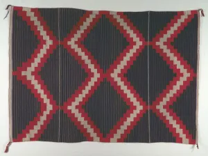 Post Contact Prints: Hubbell Revival-style Rug with Moki (Moqui) Stripes, c. 1890-1910. Creator: Unknown