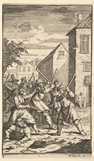 Hudibras Prints: Hudibras Vanquished by Trulla (Seventeen Small Illustrations for Samuel Butlers Hudibr