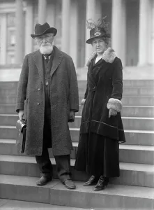 Hudson Maxim with wife Lillian Durban Maxim, 1917. Creator: Harris & Ewing. Hudson Maxim with wife Lillian Durban Maxim, 1917. Creator: Harris & Ewing