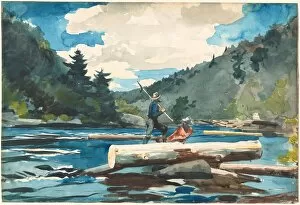 Hudson River Gallery: Hudson River, Logging, 1891-1892. Creator: Winslow Homer
