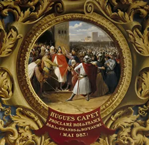 Hugh Capet proclaimed King by the nobles in May 987. Artist: Alaux, Jean (1786-1864) Hugh Capet proclaimed King by the nobles in May 987. Artist: Alaux, Jean (1786-1864)