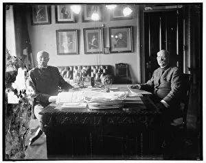 Bliss Tasker H Prints: Hugh L. Scott & Tasker H. Bliss at desk