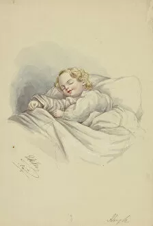Blonde Collection: Hugh Sleeping, 1847. Creator: Elizabeth Murray