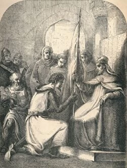 Hugh de Vermandois receiving a consecrated Banner from Pope Urban, 1869
