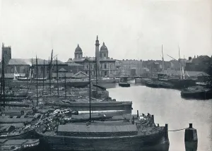 Round The Coast Prints: Hull - Princes Dock: With The Wilberforce Memorial and Dock Offices, 1895