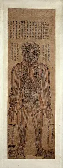 Illustrations Prints: Human body showing acupuncture points; anterior view, (1800-1850?). Creator: Unknown