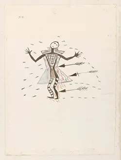 North American Prints: Human figure with arrows, (1855?). Creator: Thomas Bateman