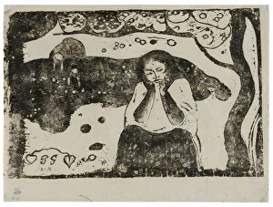 Polynesia Gallery: Human Miseries, from the Suite of Late Wood-Block Prints, 1898 / 99. Creator: Paul Gauguin