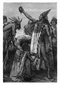 Mexican Prints: Human sacrifice, Mexico, Pre-Colombian period, (19th century). Artist: Pierre Fritel