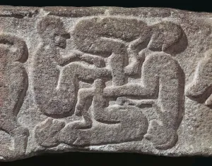 Human Prints: Human swastika motif from a Pictish grave-slab, 7th century