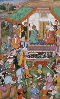 Falcon Prints: Humayun received by Shah Tahmasp, 1544, (c1603). Creator: Sanwlah