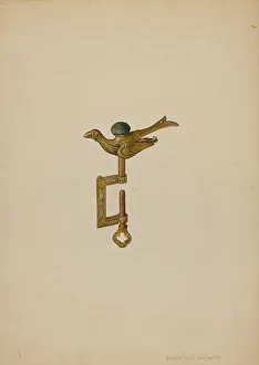 Holder Prints: Hummingbird Holder, c. 1940. Creator: Christabel Scrymser