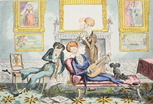 Mandolin Prints: Hummingbirds or A Dandy Trio, pub. 1835 (hand coloured engraving)