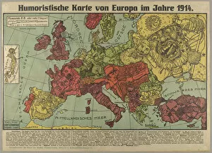Chromolithography Gallery: Humorous Europe Map in 1914, 1914