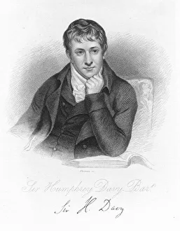 Humphry Davy, English chemist in 1803, (c1870). At this time Davy (1778-1829) was lecturer at the Royal Institution, London. From 1797 to 1801 he was assistant to Thomas Beddoes (1760-1808) at the Medical Pneumatic Institution where he experimented with nitrous oxide (Laughing Gas). Using electrolysis, Davy isolated the metals barium, calcium, magnesium, potassium, sodium and strontium, as well as proving that chlorine was a chemical element. He is probably best known for his invention in 1815 of the miners safety lamp, which enabled deeper, more gaseous seams to be mined without risk of explosion. After a portrait by Henry Howard (1769-1847) from The World's Great Men. (London, c1870) Humphry Davy, English chemist in 1803, (c1870)
