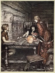 Sieglinde Collection: Hunding discovers the likeness between Siegmund and Sieglunde, 1910. Artist