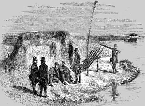 River Danube Prints: Hungarian military outpost on the shores of the Danube, 1854. Creator: Unknown