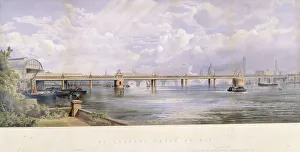 Hungerford Bridge Prints: Hungerford Bridge, Charing Cross, London, 1863. Artist: Kell Brothers