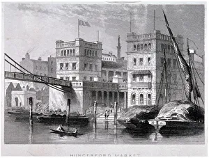 Hungerford Bridge Prints: Hungerford Market, Westminster, London, c1847