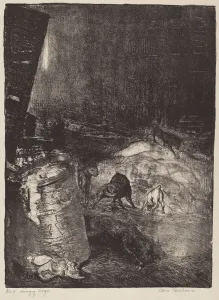 Bellows George Wesley Gallery: Hungry Dogs, second stone, 1916. Creator: George Wesley Bellows