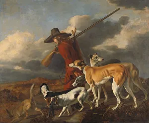 Greyhounds Prints: The Hunter, 1653. Creator: Adriaen Cornelisz Beeldemaker