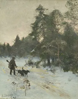 Hunting Dogs Prints: The Hunter, 1891. Creator: Bruno Liljefors