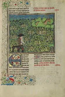 Deer Hunting Prints: A Hunter and a Dog Tracking in a Copse; Livre de la Chasse