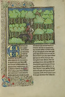 Deer Hunting Prints: A Hunter and a Dog Tracking in a Forest; Livre de la Chasse