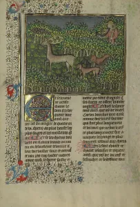 Deer Hunting Prints: A Hunter and Dogs Pursuing a Fallow Deer; Livre de la Chasse; A Deer Hunt
