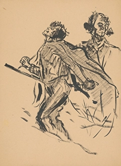 Vain Prints: Hunter and figure, 1st half 20th century. Creator: Arnold Peter Weisz-Kubincan