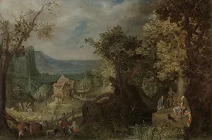 Heron Prints: Hunter and Horsemen on a Wooded Road