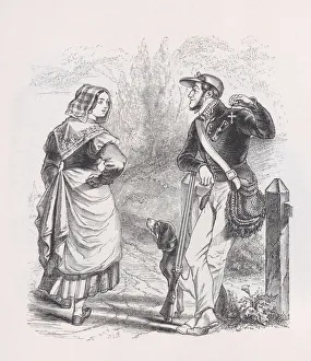 Encounter Prints: The Hunter and the Milkmaid from The Complete Works of Beranger, 1836