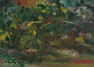 Undergrowth Prints: Hunter Shooting, 1940-1944. Creator: Arnold Peter Weisz-Kubincan