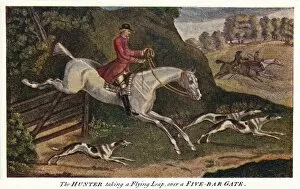 Foxhound Collection: The HUNTER taking a Flying Leap, over a Five-Bar Gate, c1740, (1922). Artist: James Seymour