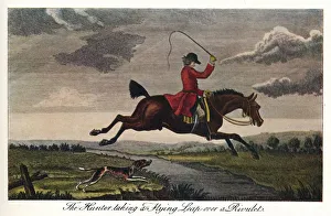 Agility Prints: The Hunter Taking A Flying Leap Over A Rivulet, c1740, (1922). Artist: James Seymour