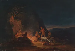 Campfire Prints: Hunters at a campfire, 1813. Creator: Alexander Lauréus