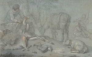 Hunters with Dead Game in a Landscape, 1600-1800. Creator: Giovanni Agostino Cassana Hunters with Dead Game in a Landscape, 1600-1800. Creator: Giovanni Agostino Cassana