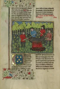 Carcass Prints: Hunters Dismembering a Boar's Carcass; Hunters Roasting a Dismembered Boar's