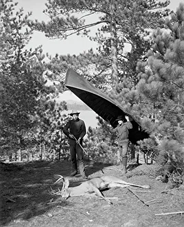 Deer Hunting Prints: Hunting in the Adirondacks, New York, between 1900 and 1910. Creator: Unknown