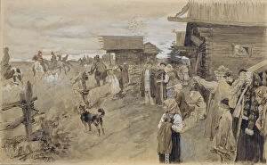 Borzoi Collection: Hunting with Borzois, 1907. Artist: Vinogradov, Sergei Arsenyevich (1869-1938)