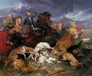 Deerhound Collection: The Hunting of Chevy Chase, 1826. Creator: Edwin Henry Landseer