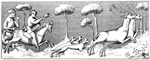 Hunting deer with dogs, 14th century (1849)
