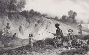 Martinet Gihaut Et Prints: Hunting a Ferret with Blanks, from the series Hunting Scenes, 1829