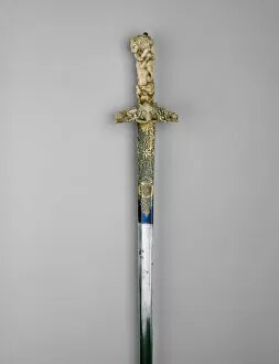 Ivory Collection: Hunting Hanger, Germany, Handle: about 1670 Crossguard and Blade: 18th century