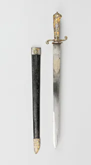 Scabbard Prints: Hunting Hanger with Scabbard, France, 1740 / 60. Creator: Unknown