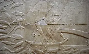 Hunting hippos relief, Mastaba of Kagemni, Saqqara, Egypt, Old Kingdom, 6th Dynasty, 2350 BC (2003). Creator: Unknown