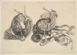 Wenceslaus And Xa0 Prints: Five hunting horns, 1625-77. Creator: Wenceslaus Hollar